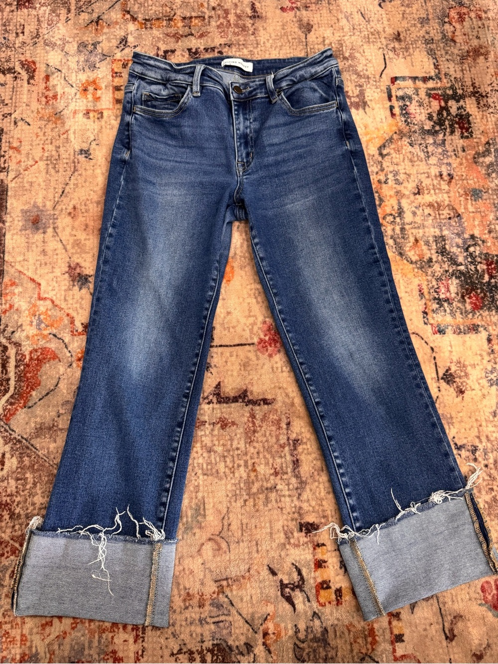 Flying Monkey Medium Blue Wide Leg Cuffed Jeans